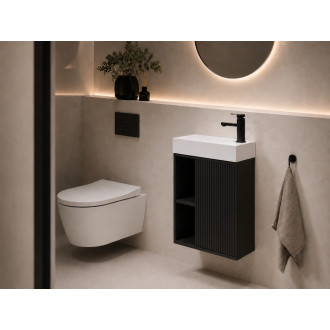 CERANO - Umyvadlová skříňka pro WC Sofia - černá matná + umyvadlo z lit. mramoru Sofia - bílá lesklá - 50x70x25 cm