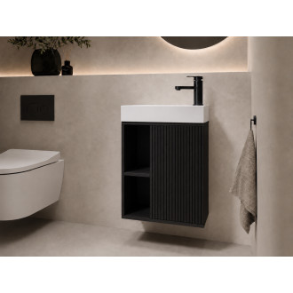 CERANO - Umyvadlová skříňka pro WC Sofia - černá matná + umyvadlo z lit. mramoru Sofia - bílá lesklá - 50x70x25 cm