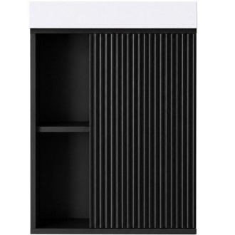 CERANO - Umyvadlová skříňka pro WC Sofia - černá matná + umyvadlo z lit. mramoru Sofia - bílá matná - 50x70x25 cm