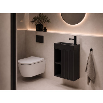 CERANO - Umyvadlová skříňka pro WC Sofia - černá matná + umyvadlo z lit. mramoru Sofia - černá matná - 50x70x25 cm