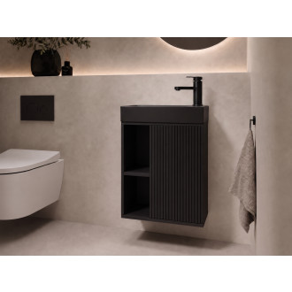 CERANO - Umyvadlová skříňka pro WC Sofia - černá matná + umyvadlo z lit. mramoru Sofia - černá matná - 50x70x25 cm