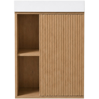 CERANO - Umyvadlová skříňka pro WC Sofia - dub medový + umyvadlo z lit. mramoru Sofia - bílá lesklá - 50x70x25 cm