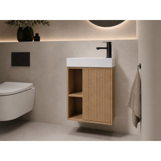 CERANO - Umyvadlová skříňka pro WC Sofia - dub medový + umyvadlo z lit. mramoru Sofia - bílá matná - 50x70x25 cm