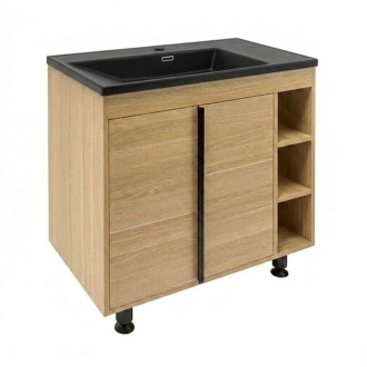 Koupelnová skříňka s černým umyvadlem Naturel Lucca 79x70x45 cm dub mat LUCCA80DU3ABKM