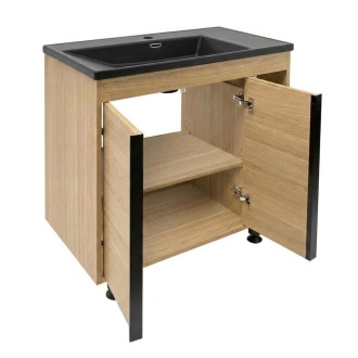 Koupelnová skříňka s černým umyvadlem Naturel Lucca 79x70x45 cm dub mat LUCCA80DU3ABKM