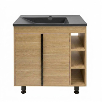 Koupelnová skříňka s černým umyvadlem Naturel Lucca 79x70x45 cm dub mat LUCCA80DU3ABKM