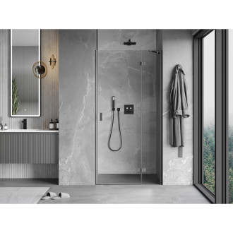 Mexen Mist-H drzwi prysznicowe uchylne prawe 85 cm, transparent, gun gray szczotkowany - 8A5-085-000-66-00-P