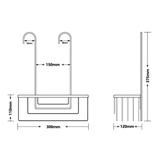 SMART polička do sprchy závěsná, na baterii, 300x375x120 mm, měď mat