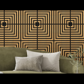 Akustický nástěnný panel Mexen Linea 02 60 x 60 cm (4 ks), plsť 9 mm, technická dýha, klasický dub - S110-60607-02-041