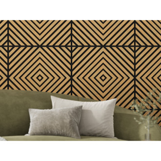 Akustický nástěnný panel Mexen Linea 03 60 x 60 cm (4 ks), plsť 9 mm, technická dýha, klasický dub - S110-60607-03-041