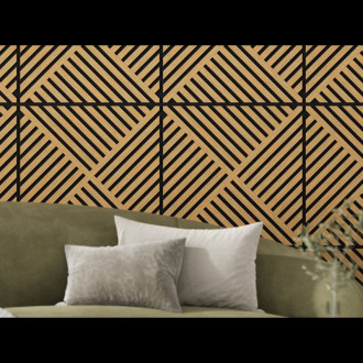 Akustický nástěnný panel Mexen Linea 08 60 x 60 cm (4 ks), plsť 9 mm, technická dýha, klasický dub - S110-60607-08-041