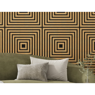 Akustický nástěnný panel Mexen Linea 13 60 x 60 cm (4 ks), plsť 9 mm, technická dýha, klasický dub - S110-60607-13-041