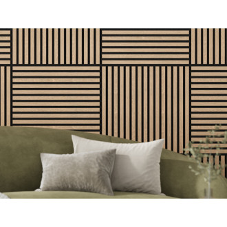 Akustický nástěnný panel Mexen Linea 15 60 x 60 cm (4 ks), plsť 9 mm, technická dýha, bělený dub - S110-60607-15-040