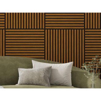 Akustický nástěnný panel Mexen Linea 15 60 x 60 cm (4 ks), plsť 9 mm, technická dýha, přírodní dub - S110-60607-15-042