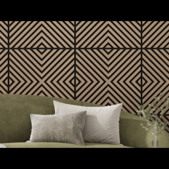 Akustický nástěnný panel Mexen Linea 01 60 x 60 cm (4 ks), plsť 9 mm, technická dýha, světlý ořech - S110-60607-01-047