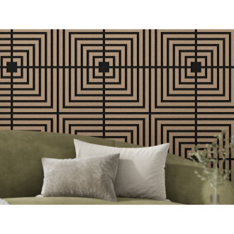 Akustický nástěnný panel Mexen Linea 02 60 x 60 cm (4 ks), plsť 9 mm, technická dýha, světlý ořech - S110-60607-02-047