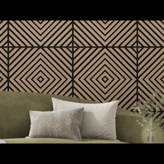 Akustický nástěnný panel Mexen Linea 03 60 x 60 cm (4 ks), plsť 9 mm, technická dýha, světlý ořech - S110-60607-03-047