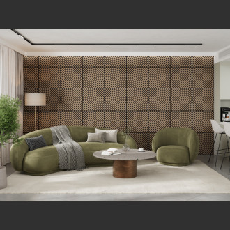 Akustický nástěnný panel Mexen Linea 03 60 x 60 cm (4 ks), plsť 9 mm, technická dýha, světlý ořech - S110-60607-03-047