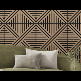 Akustický nástěnný panel Mexen Linea 05 60 x 60 cm (4 ks), plsť 9 mm, technická dýha, světlý ořech - S110-60607-05-047
