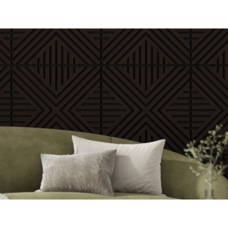 Akustický nástěnný panel Mexen Linea 06 60 x 60 cm (4 ks), plsť 9 mm, technická dýha, Černý dub - S110-60607-06-046