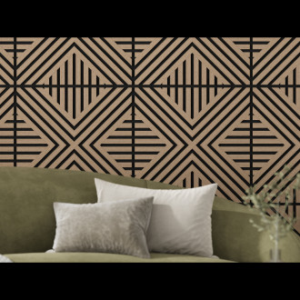 Akustický nástěnný panel Mexen Linea 06 60 x 60 cm (4 ks), plsť 9 mm, technická dýha, světlý ořech - S110-60607-06-047