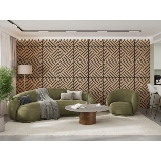 Akustický nástěnný panel Mexen Linea 08 60 x 60 cm (4 ks), plsť 9 mm, technická dýha, bělený dub - S110-60607-08-040