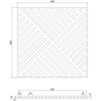 Akustický nástěnný panel Mexen Linea 08 60 x 60 cm (4 ks), plsť 9 mm, technická dýha, bělený dub - S110-60607-08-040