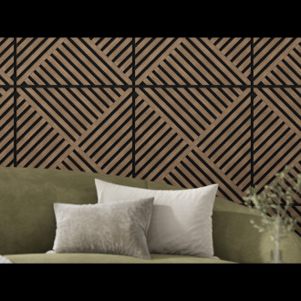 Mexen Linea 08 panel ścienny akustyczny 60 x 60 cm (4szt.), filc 9 mm, fornir techniczny, Ciemny Orzech - S110-60607-08-044