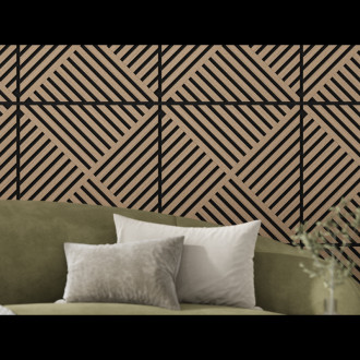 Akustický nástěnný panel Mexen Linea 08 60 x 60 cm (4 ks), plsť 9 mm, technická dýha, světlý ořech - S110-60607-08-047