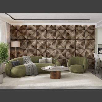 Akustický nástěnný panel Mexen Linea 08 60 x 60 cm (4 ks), plsť 9 mm, technická dýha, světlý ořech - S110-60607-08-047