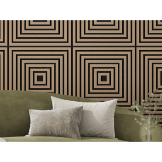 Akustický nástěnný panel Mexen Linea 13 60 x 60 cm (4 ks), plsť 9 mm, technická dýha, světlý ořech - S110-60607-13-047