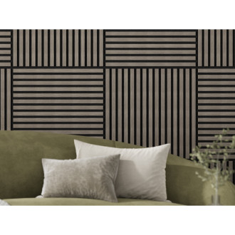 Akustický nástěnný panel Mexen Linea 15 60 x 60 cm (4 ks), plsť 9 mm, technická dýha, šedý dub - S110-60607-15-043