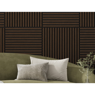 Akustický nástěnný panel Mexen Linea 15 60 x 60 cm (4 ks), plsť 9 mm, technická dýha, dub Mocca - S110-60607-15-045