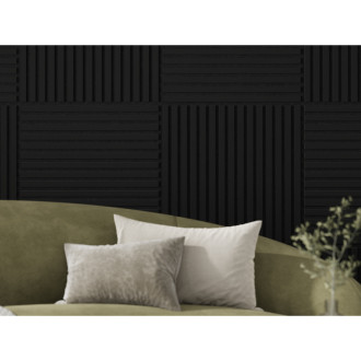 Akustický nástěnný panel Mexen Linea 15 60 x 60 cm (4 ks), plsť 9 mm, technická dýha, matná černá - S110-60607-15-053