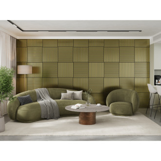 Akustický nástěnný panel Mexen Linea 15 60 x 60 cm (4 ks), plsť 9 mm, technická dýha, zlatá - S110-60607-15-057