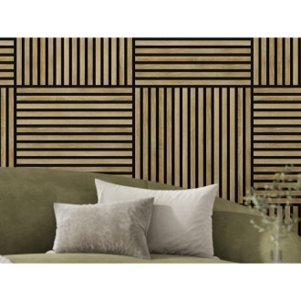 Akustický nástěnný panel Mexen Linea 15 60 x 60 cm (4 ks), plsť 9 mm, technická dýha, medový dub - S110-60607-15-066