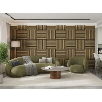 Akustický nástěnný panel Mexen Linea 15 60 x 60 cm (4 ks), plsť 9 mm, technická dýha, medový dub - S110-60607-15-066