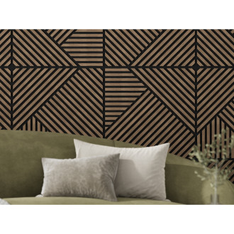Mexen Linea 25 panel ścienny akustyczny 60 x 60 cm (4szt.), filc 9 mm, fornir techniczny, Ciemny Orzech - S110-60607-25-044