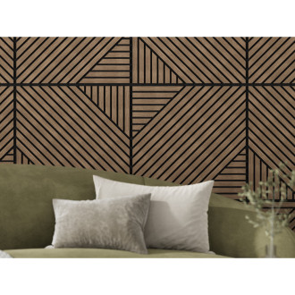 Mexen Linea 26 panel ścienny akustyczny 60 x 60 cm (4szt.), filc 9 mm, fornir techniczny, Ciemny Orzech - S110-60607-26-044