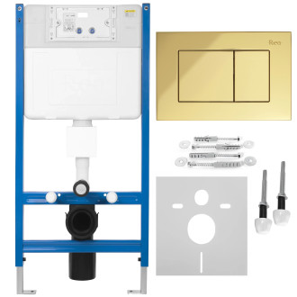 Rea Podomítkový WC systém K011A-Q + tlačítka J Gold KPL-E0636