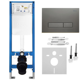 Rea Podomítkový Instalační Set Slim 024N pro WC s Tlačítkem HD Titan KPL-E1634