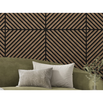 Mexen Linea 39 panel ścienny akustyczny 60 x 60 cm (4szt.), filc 9 mm, fornir techniczny, Ciemny Orzech - S110-60607-39-044