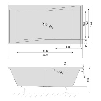 QUEST SLIM obdélníková vana 190x100x49cm, bílá