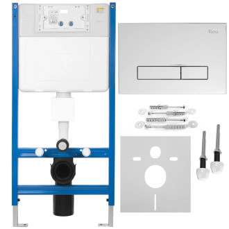 Rea Podomítkový WC systém K011A-Q + tlačítka I Brush Chrome KPL-E9561