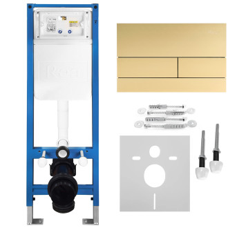 Rea Podomítkový Instalační Set Slim 024N pro WC s Tlačítkem T Brush Gold KPL-E1055