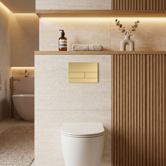 Podomítkový Instalační Set Slim 024N pro WC s Tlačítkem T Brush Gold