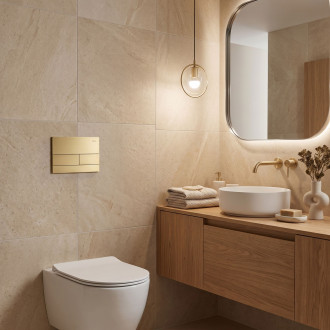 Podomítkový Instalační Set Slim 024N pro WC s Tlačítkem T Brush Gold
