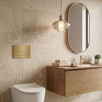 Podomítkový Instalační Set Slim 024N pro WC s Tlačítkem T Brush Gold