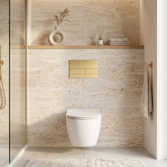 Podomítkový Instalační Set Slim 024N pro WC s Tlačítkem T Brush Gold