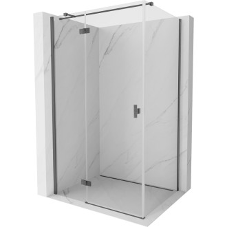 Mexen Mist-H T sprchový kout s levým výklopným mechanismem 115 x 70 cm, průhledný, kartáčovaná pistolově šedá - 8A5T-115-070-66-00-L